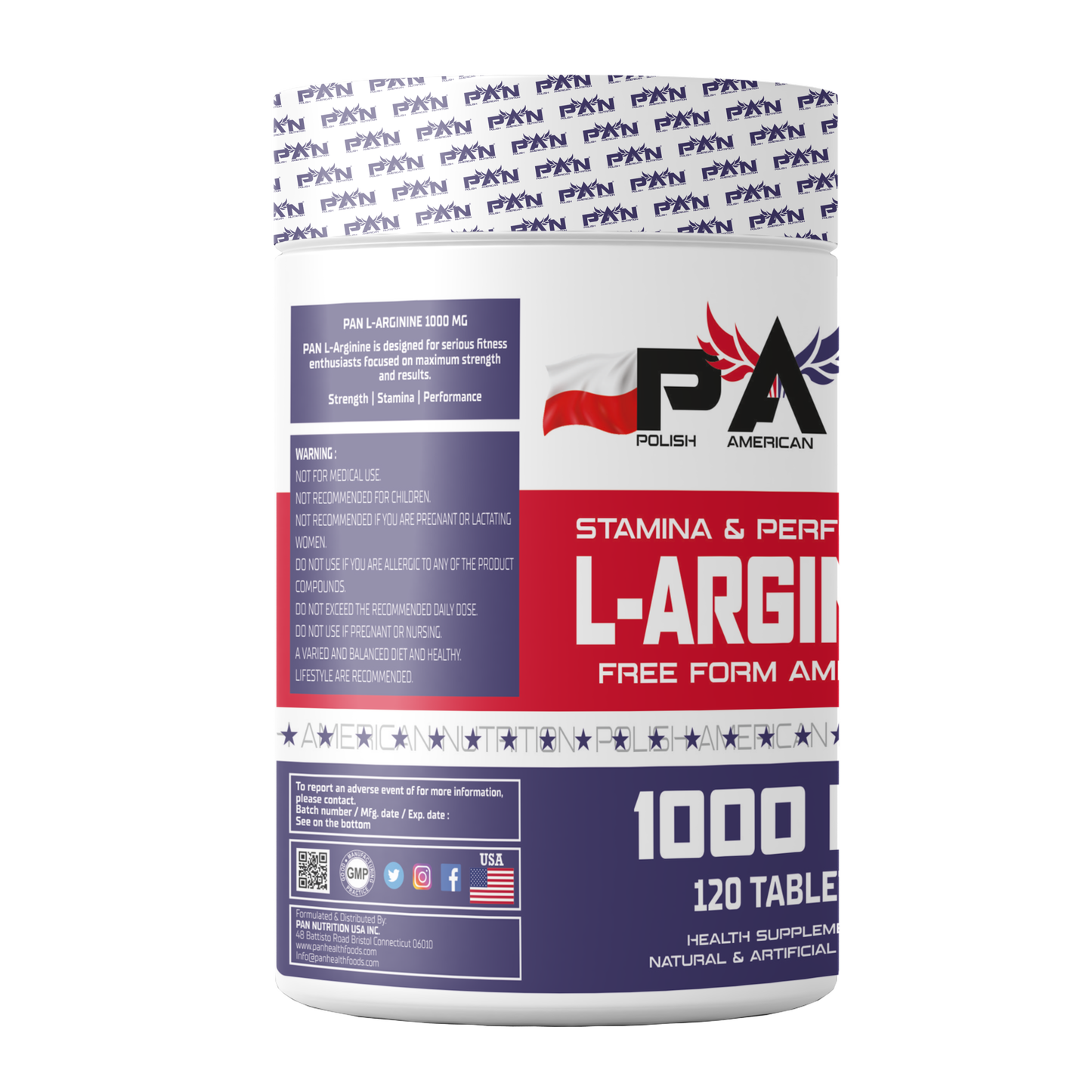 Pan Nutrition L Arginine 1000mg | 120 Tablets